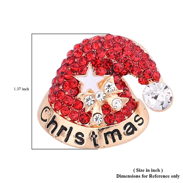 Shop Lc Red And White Austrian Crystal And Enameled Christmas Cap Brooch In Goldtone Jewelry Gift For Women Christmas Cap Pin