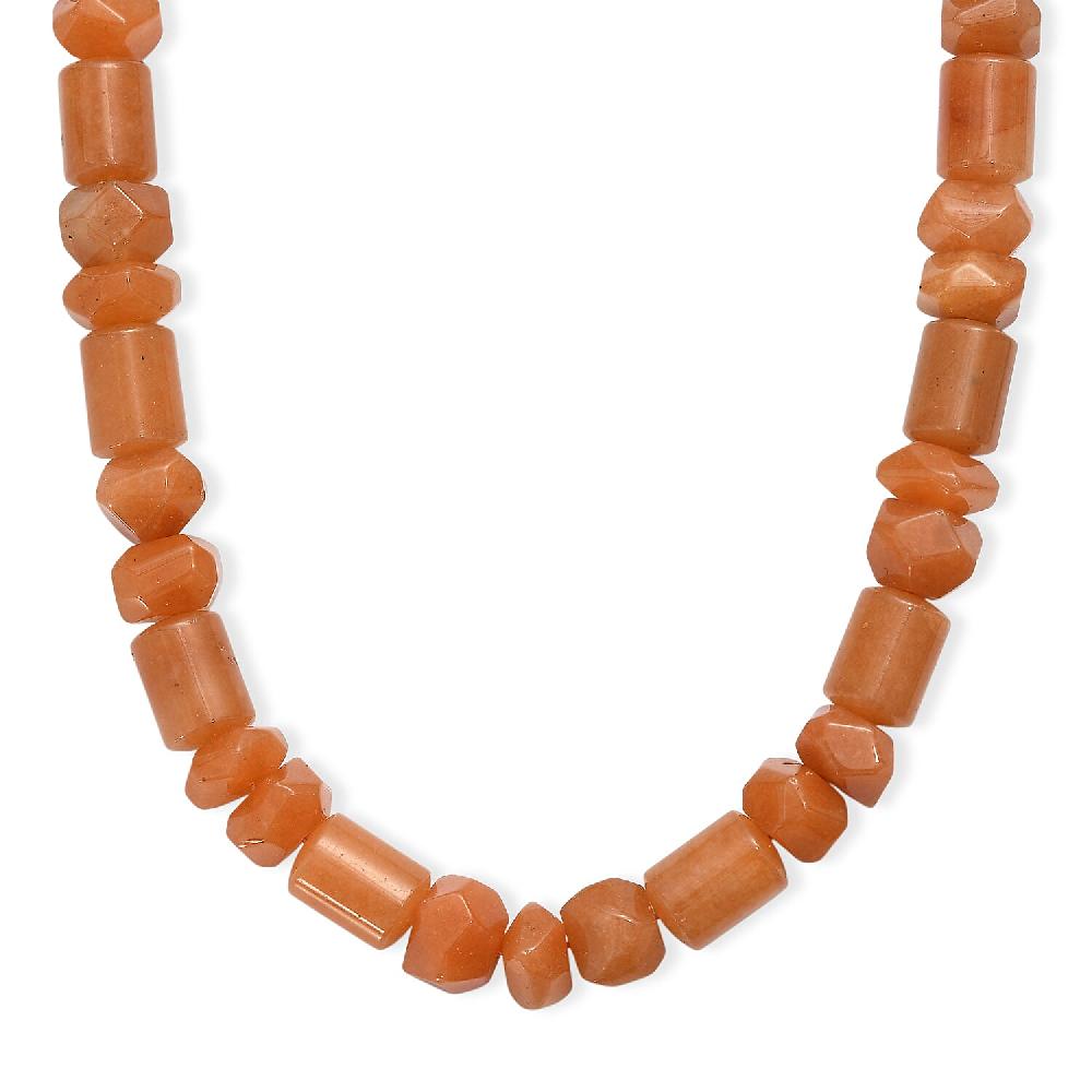 shop lc Red Aventurine 500.00 ctw Tumble and Beaded Necklace in Platinum Bond 20 Inches