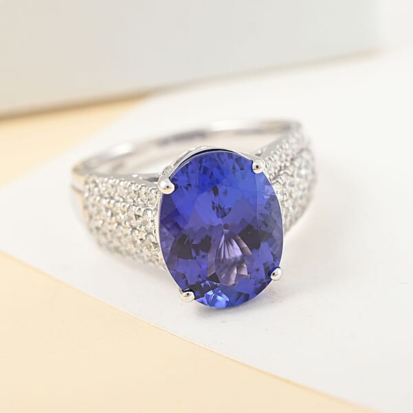 Shop Lc Red Carpet Collection Certified & Appraised Rhapsody AAAA Tanzanite And E-F VS Diamond 6.60 Ctw Ring In 950 Platinum 9.55 Grams