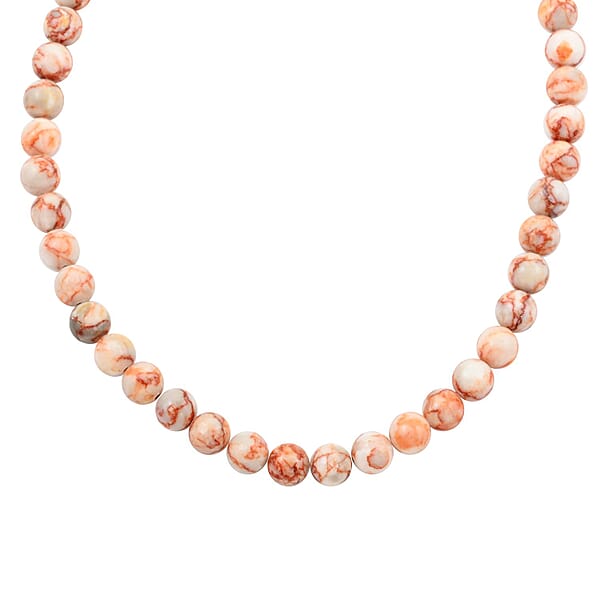 Shop Lc Red Mesh Work Jasper Beaded 300.00 Ctw Necklace 18 Inches In Sterling Silver