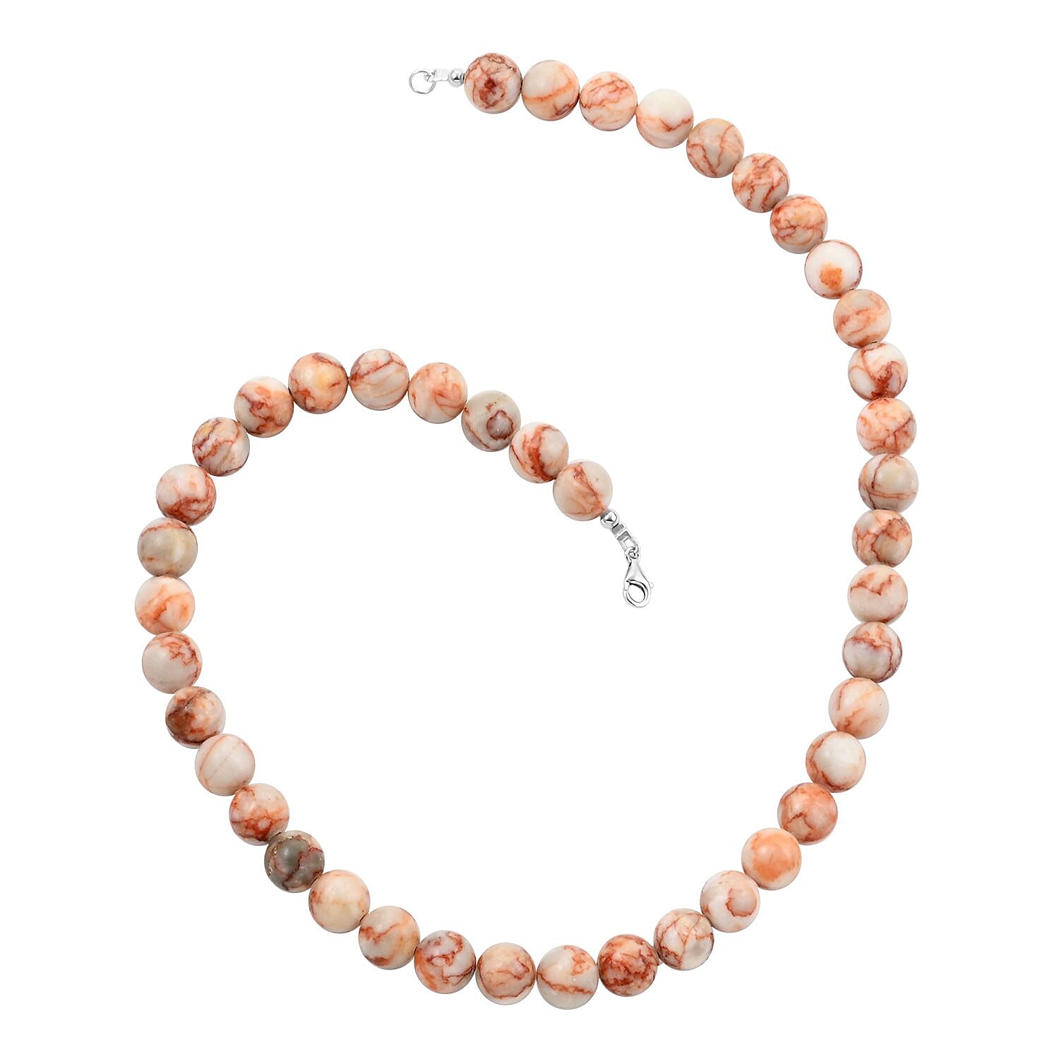 shop lc Red Mesh Work Jasper Beaded 300.00 ctw Necklace 18 Inches in Sterling Silver