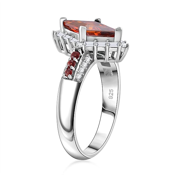 Shop Lc Red Moissanite And Multi Gemstone 1.75 Ctw Ring In Rhodium Over Sterling Silver