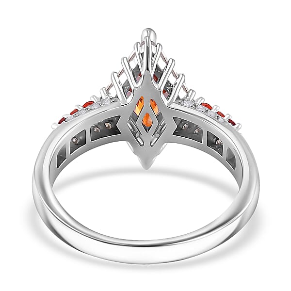 Shop Lc Red Moissanite And Multi Gemstone 1.75 Ctw Ring In Rhodium Over Sterling Silver