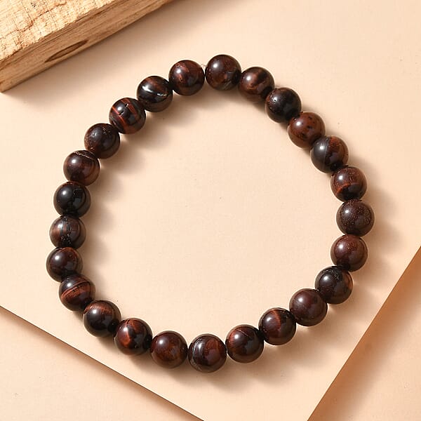 Shop Lc Red Tiger Eye 160.00 Ctw Beaded Stretch Bracelet