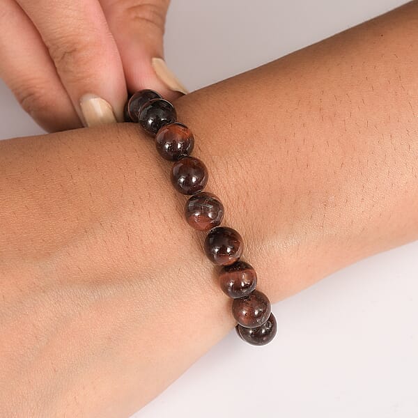 Shop Lc Red Tiger Eye 160.00 Ctw Beaded Stretch Bracelet