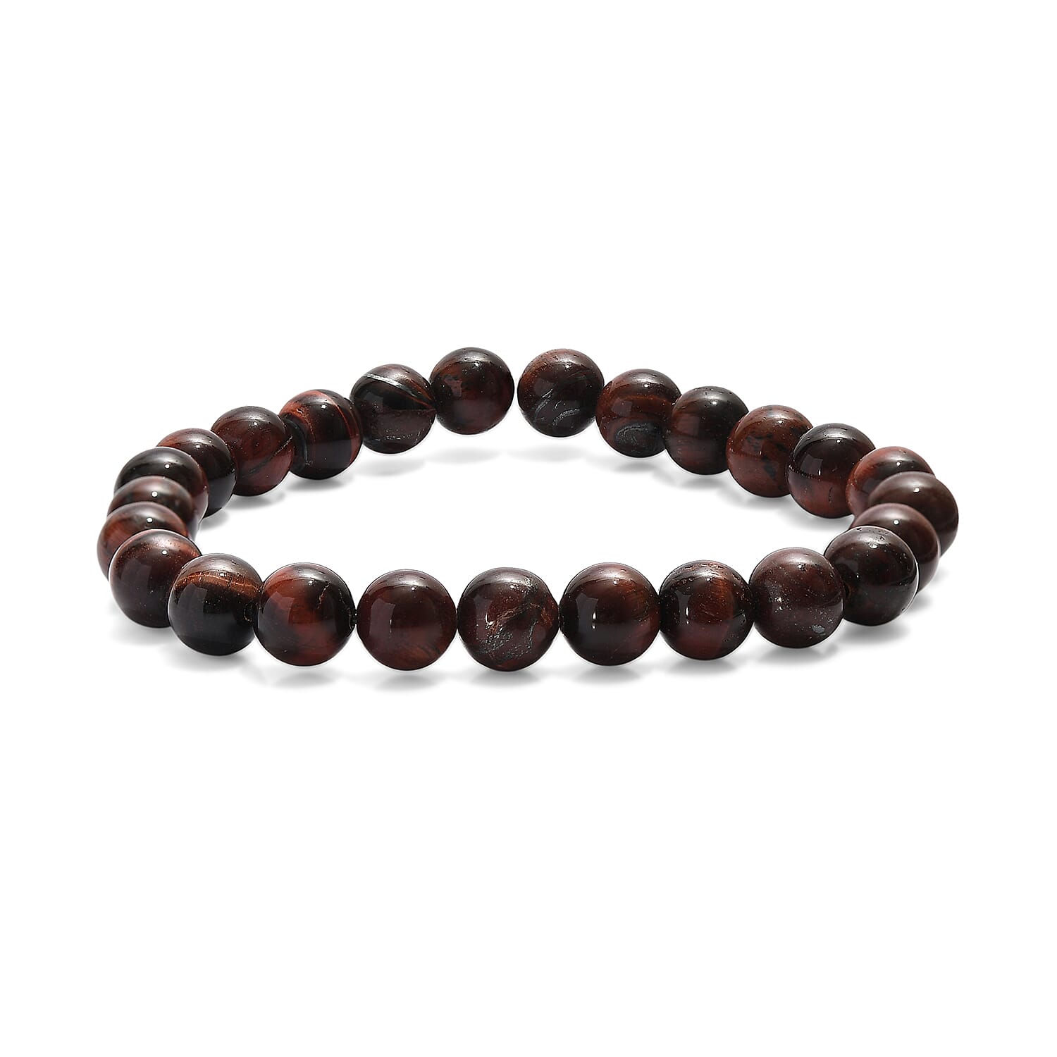 shop lc Red Tiger Eye 160.00 ctw Beaded Stretch Bracelet