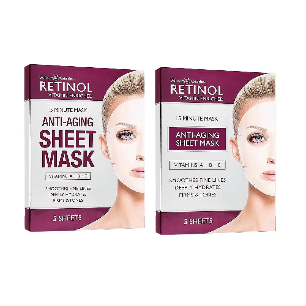 shop lc Retinol Vitamin Enriched 15 Minute Anti-Aging Sheet Mask (5 Sheet Masks) Made in US