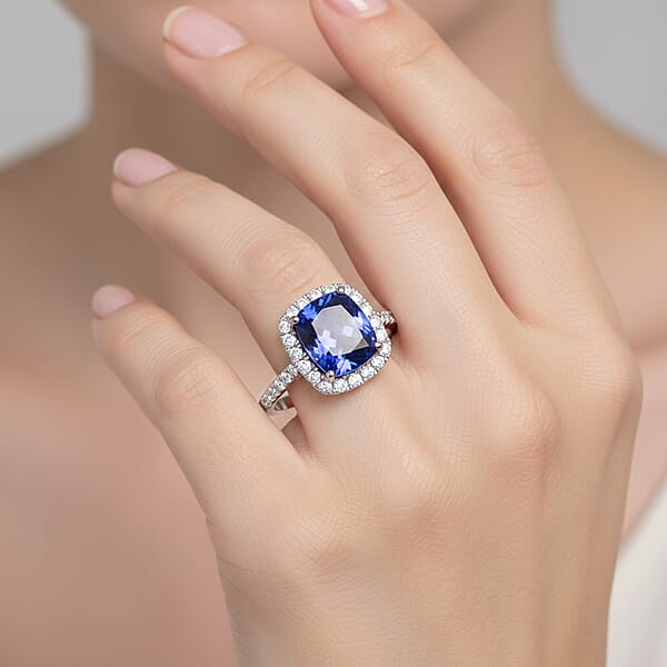 Shop Lc Rhapsody 4 Ctw AAAA Tanzanite And Diamond E-F VS Ring In 950 Platinum With Appraised Certificate 5.91 Grams