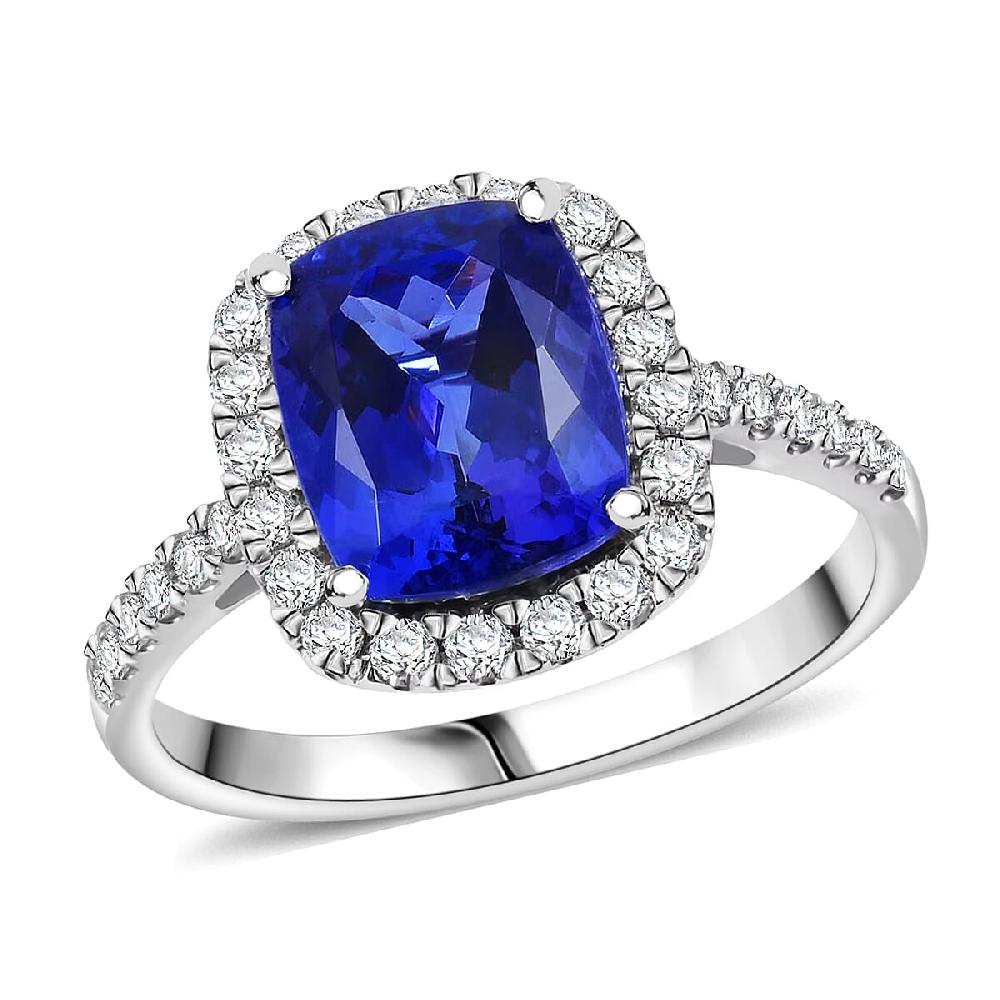 shop lc Rhapsody 4 ctw AAAA Tanzanite and Diamond E-F VS Ring in 950 Platinum with Appraised Certificate 5.91 Grams