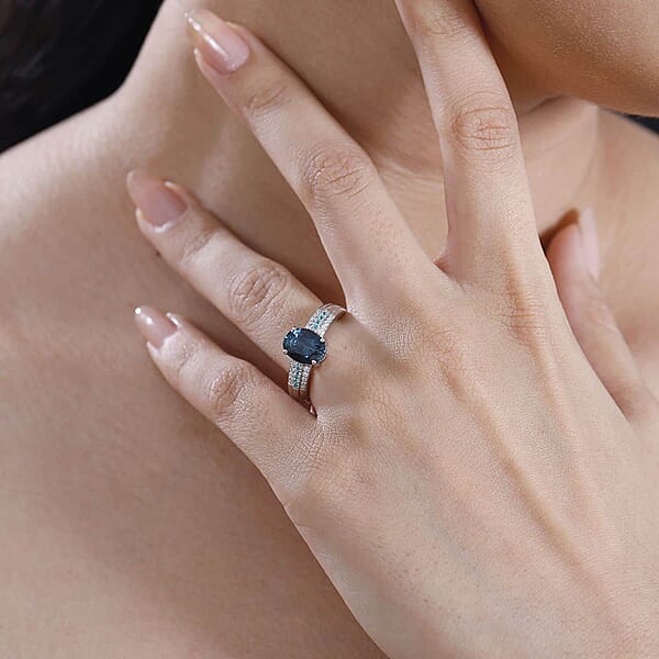 Shop Lc Rhapsody 950 Platinum AAA Monte Belo Indicolite Paraiba Tourmaline Diamond (E-F VS2) Bridge Ring (6.86 G) 2.75 Ctw