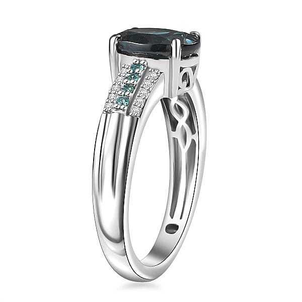 Shop Lc Rhapsody 950 Platinum AAA Monte Belo Indicolite Paraiba Tourmaline Diamond (E-F VS2) Bridge Ring (6.86 G) 2.75 Ctw