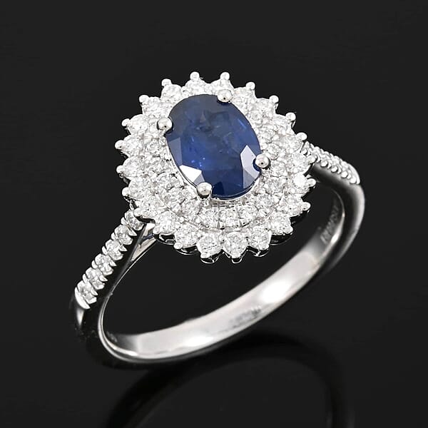 Shop Lc Rhapsody 950 Platinum AAAA Andranondambo Blue Sapphire Diamond (E-F VS) (0.40 Cts) Ring (5.65 G) 1.35 Ctw