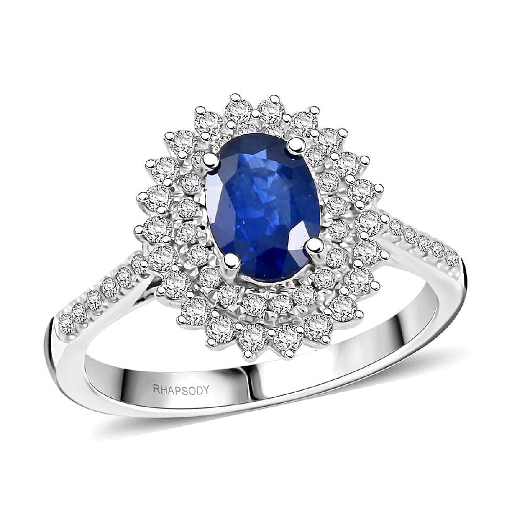 shop lc Rhapsody 950 Platinum AAAA Andranondambo Blue Sapphire Diamond (E-F VS) (0.40 cts) Ring (5.65 g) 1.35 ctw
