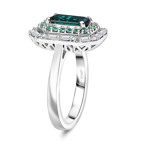 Shop Lc Rhapsody 950 Platinum AAAA Monte Belo Indicolite Paraiba Tourmaline And Diamond (E-F VS2) (0.30 Cts) Ring (9.10 G) 2.85 Ctw