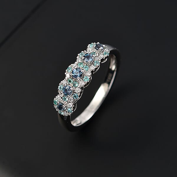 Shop Lc Rhapsody 950 Platinum AAAA Narsipatnam Alexandrite Paraiba Tourmaline And Diamond (E-F VS2) Ring 0.65 Ctw