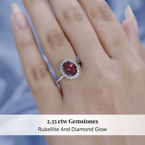 Shop Lc Rhapsody 950 Platinum AAAA Ouro Fino Rubellite And E-F VS2 Diamond Halo Ring 6 Grams 2.35 Ctw (Del. In 7-10 Day)