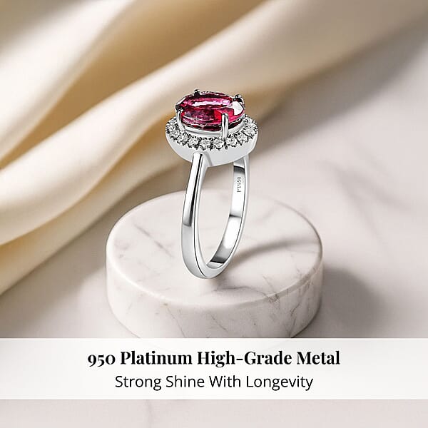 Shop Lc Rhapsody 950 Platinum AAAA Ouro Fino Rubellite And E-F VS2 Diamond Halo Ring 6 Grams 2.35 Ctw (Del. In 7-10 Day)