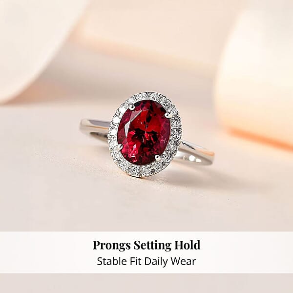Shop Lc Rhapsody 950 Platinum AAAA Ouro Fino Rubellite And E-F VS2 Diamond Halo Ring 6 Grams 2.35 Ctw (Del. In 7-10 Day)