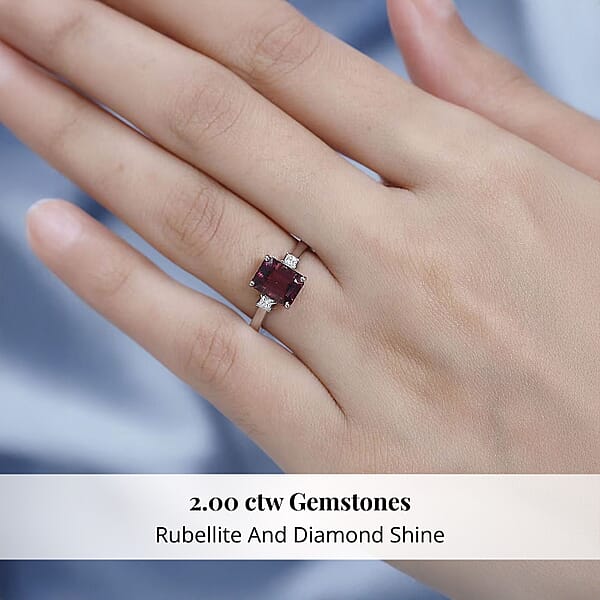 Shop Lc Rhapsody 950 Platinum AAAA Ouro Fino Rubellite And E-F VS Diamond Ring 5.25 Grams 2.00 Ctw