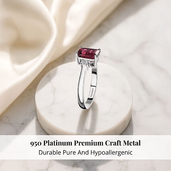 Shop Lc Rhapsody 950 Platinum AAAA Ouro Fino Rubellite And E-F VS Diamond Ring 5.25 Grams 2.00 Ctw