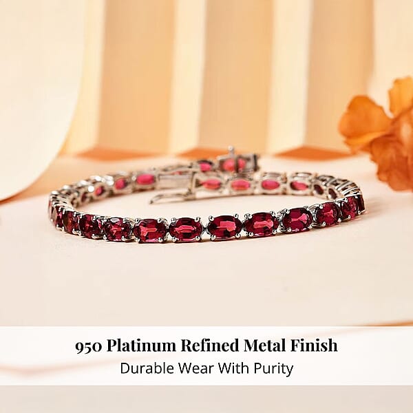 Shop Lc Rhapsody 950 Platinum AAAA Ouro Fino Rubellite Tennis Bracelet (7.25 In) 14.15 Grams 14.50 Ctw
