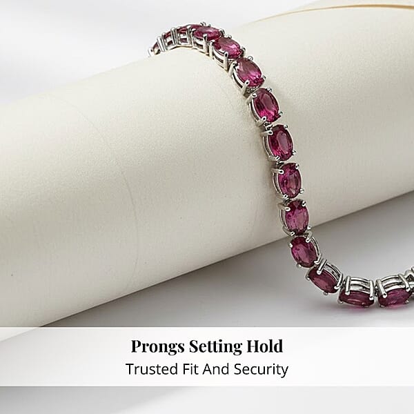Shop Lc Rhapsody 950 Platinum AAAA Ouro Fino Rubellite Tennis Bracelet (7.25 In) 14.15 Grams 14.50 Ctw