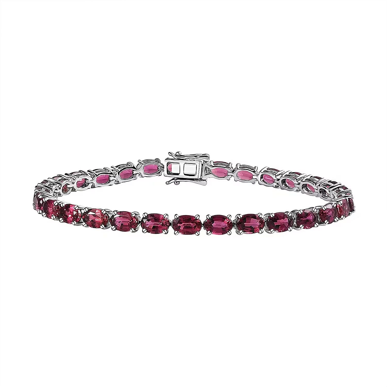 shop lc Rhapsody 950 Platinum AAAA Ouro Fino Rubellite Tennis Bracelet (7.25 In) 14.15 Grams 14.50 ctw
