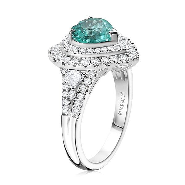 Shop Lc Rhapsody 950 Platinum AAAA Paraiba Tourmaline And E-F VS Diamond 2.98 Ctw Ring 8.25 Grams