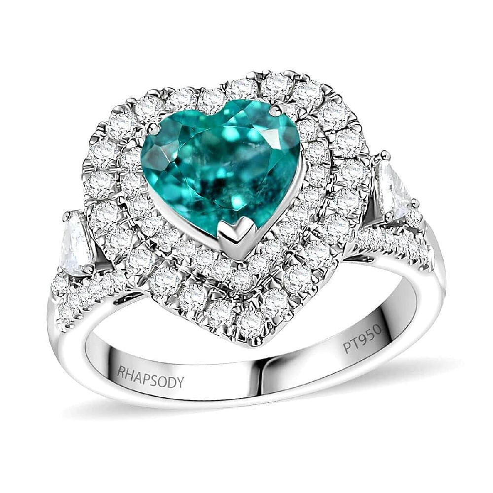 shop lc Rhapsody 950 Platinum AAAA Paraiba Tourmaline and E-F VS Diamond 2.98 ctw Ring 8.25 Grams