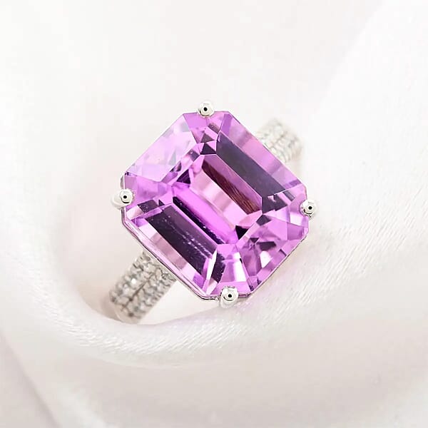 Shop Lc Rhapsody 950 Platinum AAAA Patroke Kunzite And E-F VS Diamond Ring 6.15 Grams 14.75 Ctw