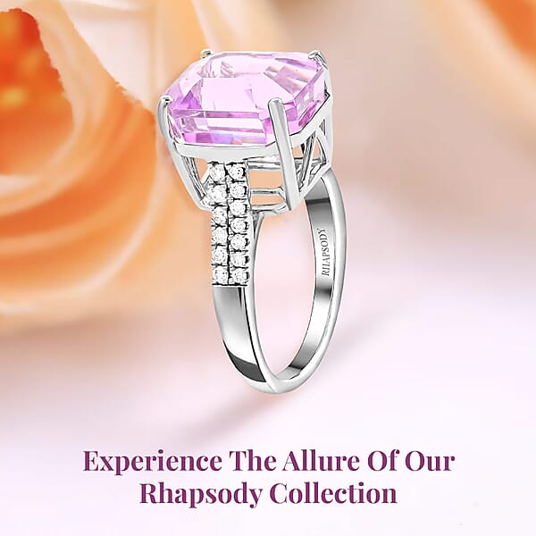 Shop Lc Rhapsody 950 Platinum AAAA Patroke Kunzite And E-F VS Diamond Ring 6.15 Grams 14.75 Ctw