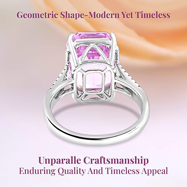 Shop Lc Rhapsody 950 Platinum AAAA Patroke Kunzite And E-F VS Diamond Ring 6.15 Grams 14.75 Ctw