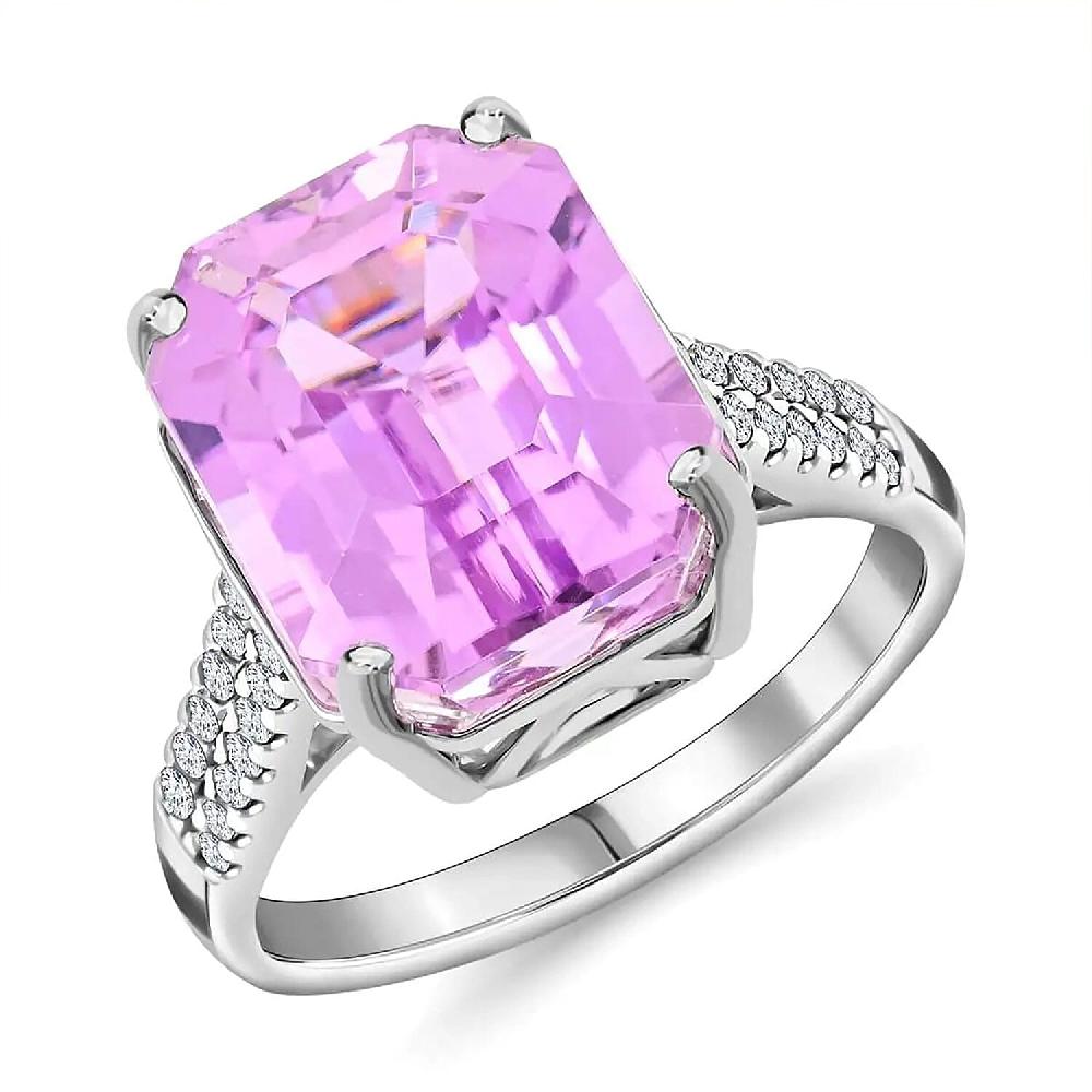 shop lc Rhapsody 950 Platinum AAAA Patroke Kunzite and E-F VS Diamond Ring 6.15 Grams 14.75 ctw