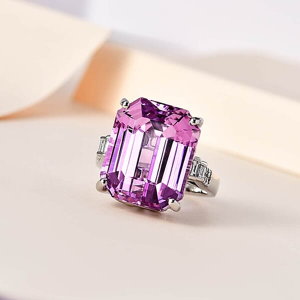 Shop Lc Rhapsody 950 Platinum AAAA Patroke Kunzite And E-F VS2 Diamond Ring 10.30 Grams 24.50 Ctw