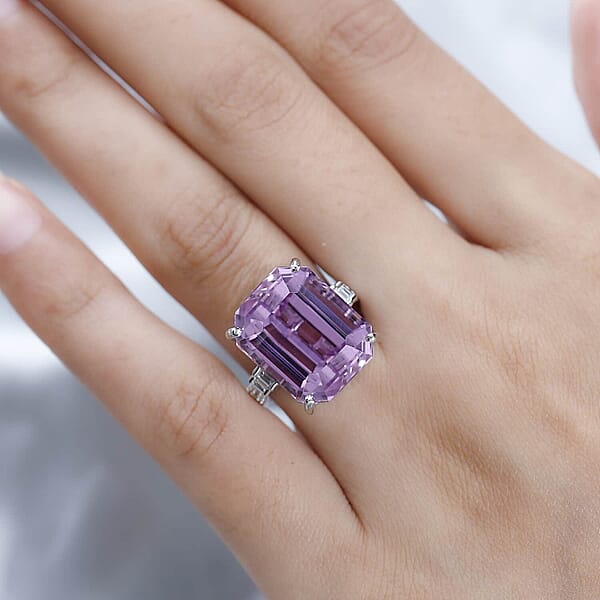 Shop Lc Rhapsody 950 Platinum AAAA Patroke Kunzite And E-F VS2 Diamond Ring 10.30 Grams 24.50 Ctw