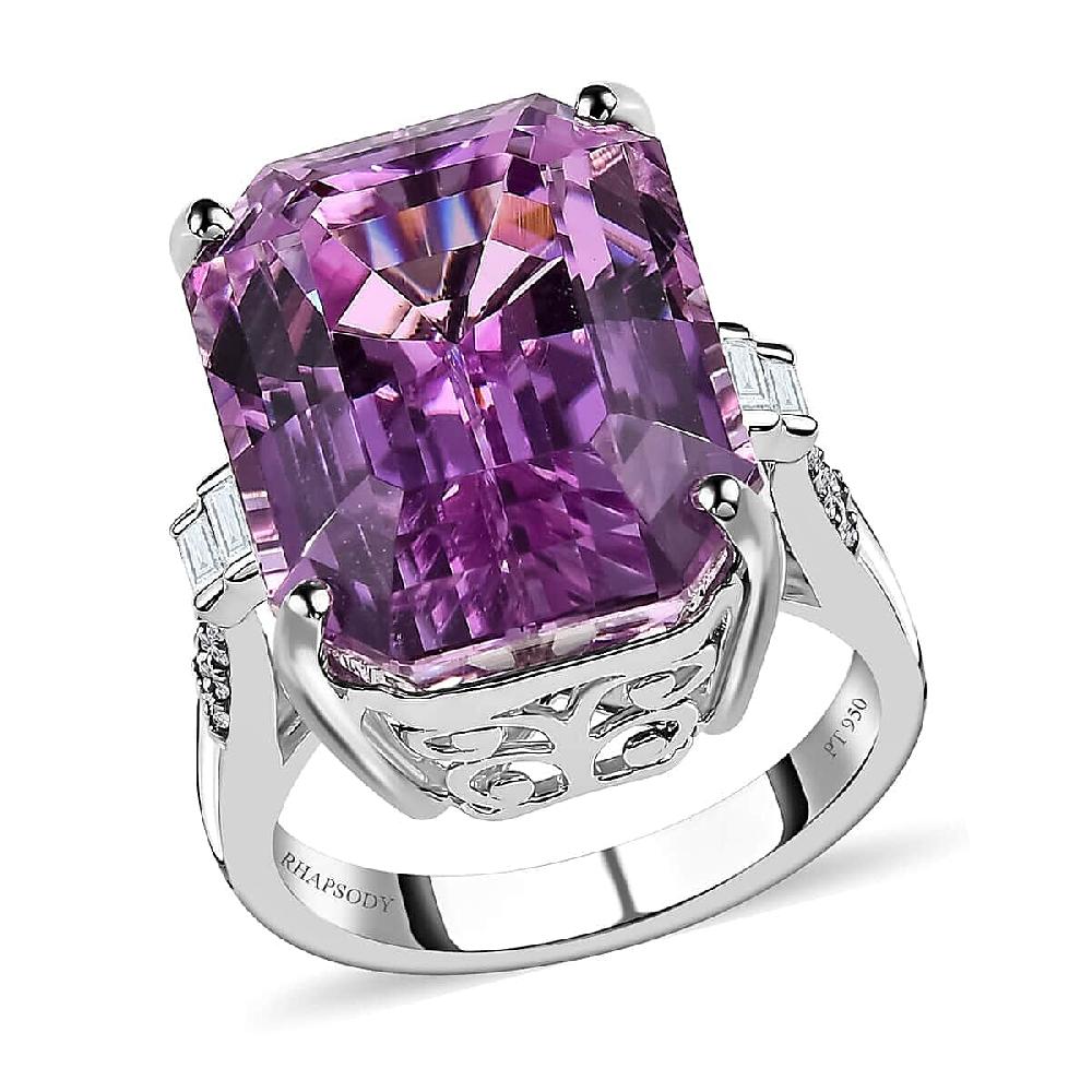 shop lc Rhapsody 950 Platinum AAAA Patroke Kunzite and E-F VS2 Diamond Ring 10.30 Grams 24.50 ctw
