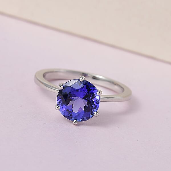 Shop Lc Rhapsody 950 Platinum AAAA Portuguese Cut 161 Facet Tanzanite Solitaire Ring 2.40 Ctw