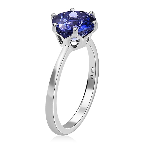 Shop Lc Rhapsody 950 Platinum AAAA Portuguese Cut 161 Facet Tanzanite Solitaire Ring 2.40 Ctw