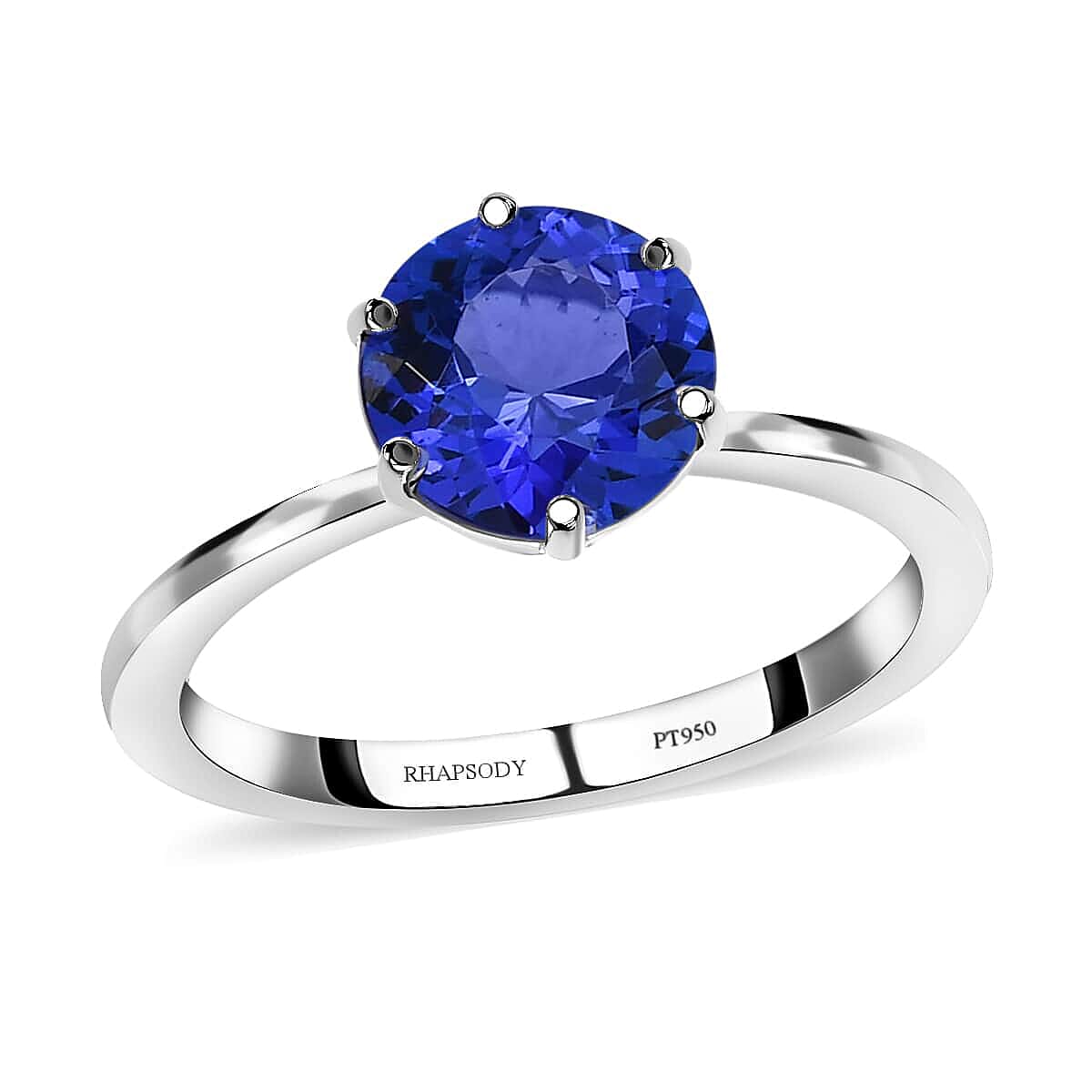 shop lc Rhapsody 950 Platinum AAAA Portuguese Cut 161 Facet Tanzanite Solitaire Ring 2.40 ctw