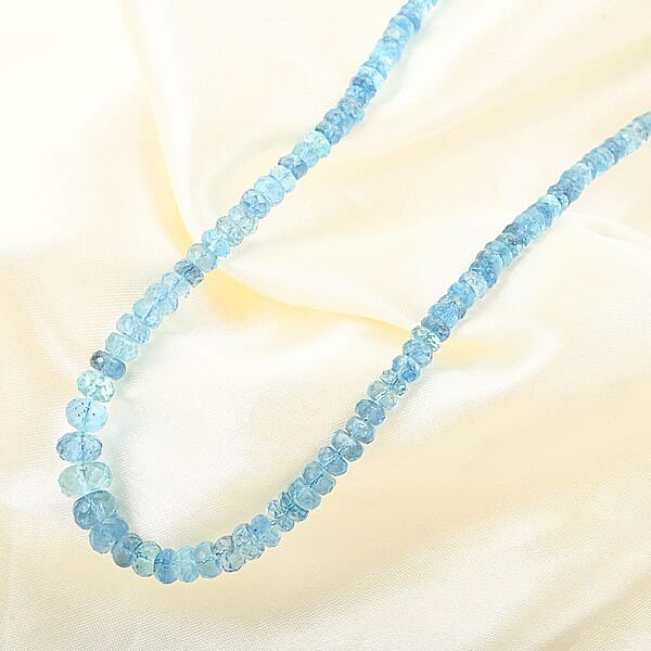 Shop Lc Rhapsody 950 Platinum AAAA Santa Maria Aquamarine Beaded Graduated Necklace 18-20 Inches 70.00 Ctw