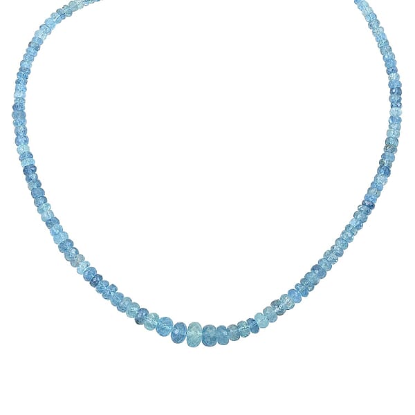 Shop Lc Rhapsody 950 Platinum AAAA Santa Maria Aquamarine Beaded Graduated Necklace 18-20 Inches 70.00 Ctw