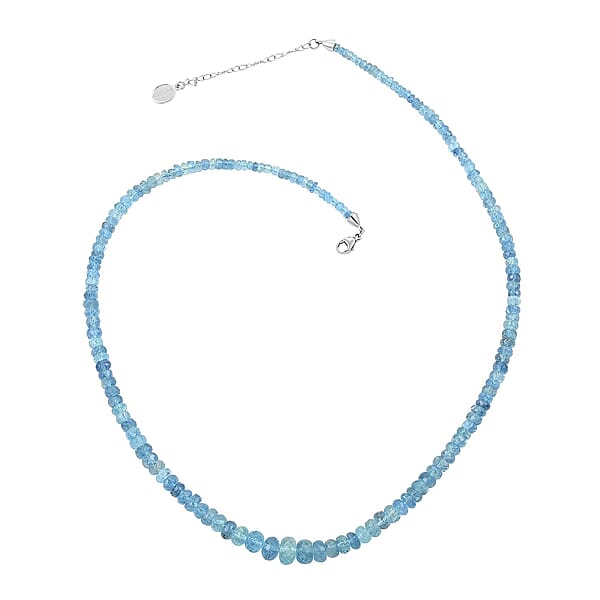 Shop Lc Rhapsody 950 Platinum AAAA Santa Maria Aquamarine Beaded Graduated Necklace 18-20 Inches 70.00 Ctw