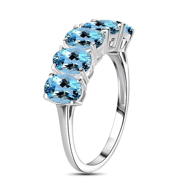 Shop Lc Rhapsody 950 Platinum AAAA Santa Maria Aquamarine 5 Stone Ring 5.50 Grams 4.15 Ctw (Del. In 10-12 Days)