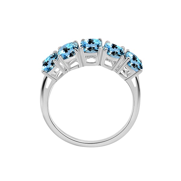 Shop Lc Rhapsody 950 Platinum AAAA Santa Maria Aquamarine 5 Stone Ring 5.50 Grams 4.15 Ctw (Del. In 10-12 Days)
