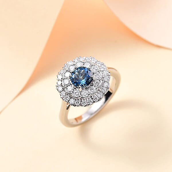 Shop Lc Rhapsody 950 Platinum AAAA Santa Maria Aquamarine Diamond (E-F VS) Ring 1.62 Ctw