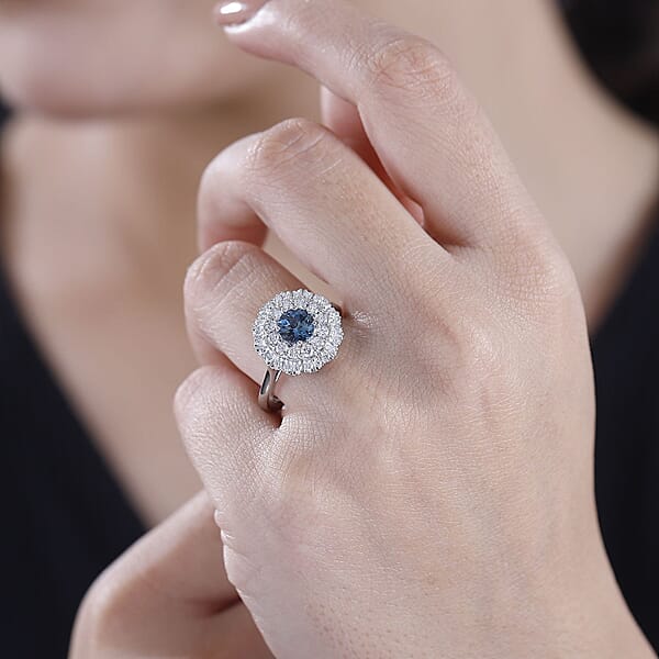 Shop Lc Rhapsody 950 Platinum AAAA Santa Maria Aquamarine Diamond (E-F VS) Ring 1.62 Ctw