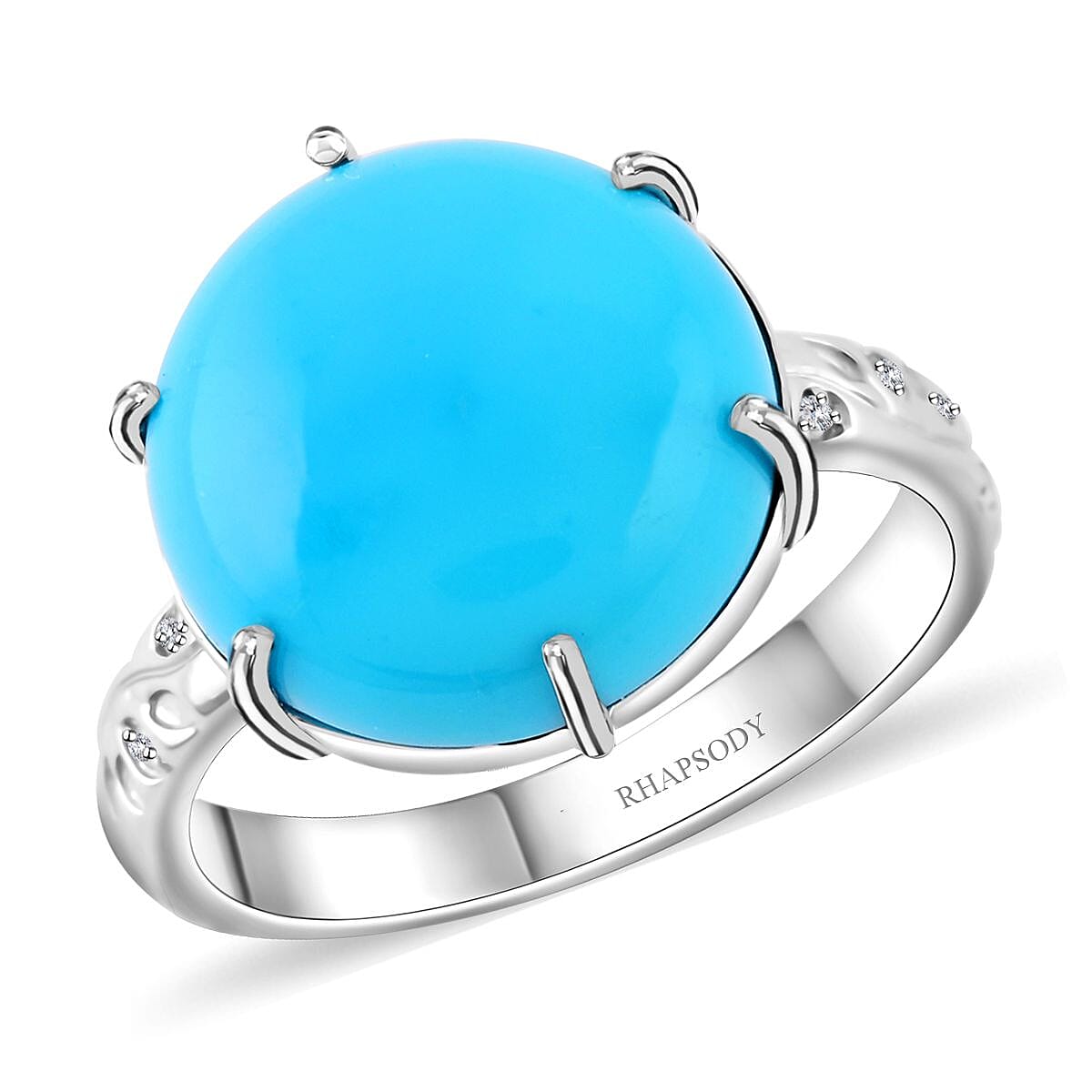 shop lc Rhapsody 950 Platinum AAAA Sleeping Beauty Turquoise and E-F VS Diamond Ring 6.25 Grams 6.40 ctw