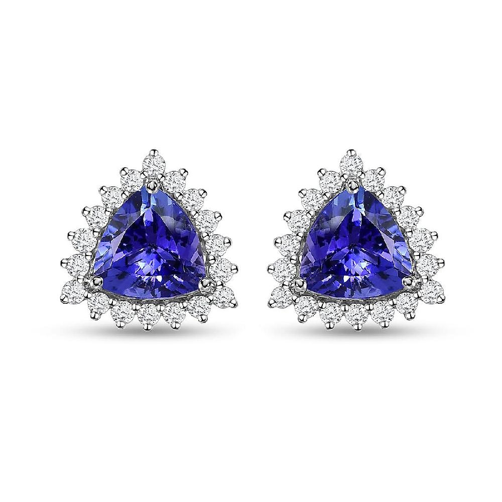 shop lc Rhapsody 950 Platinum AAAA Tanzanite and E-F VS Diamond Halo Earrings 3.75 Grams 2.90 ctw