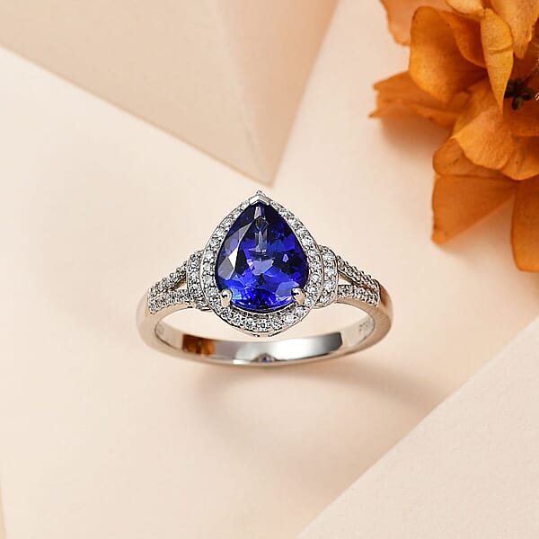 Shop Lc Rhapsody 950 Platinum AAAA Tanzanite And E-F VS2 Diamond Ring 6.40 Grams 3.20 Ctw
