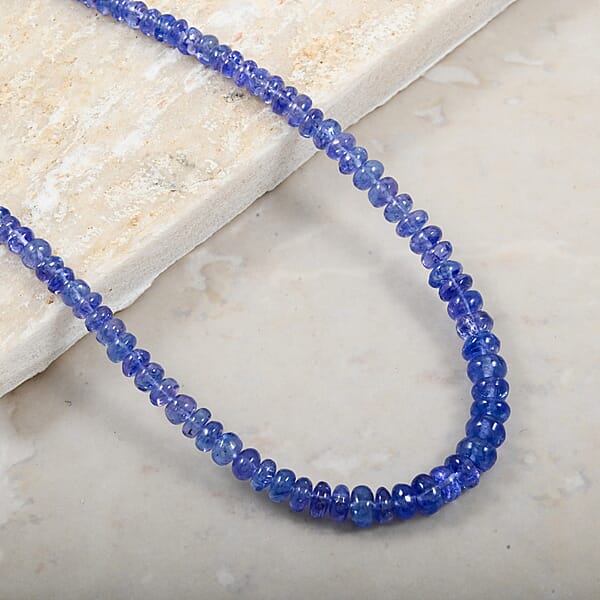 Shop Lc Rhapsody 950 Platinum AAAA Tanzanite Beaded Graduated Necklace 18 Inches 60.00 Ctw